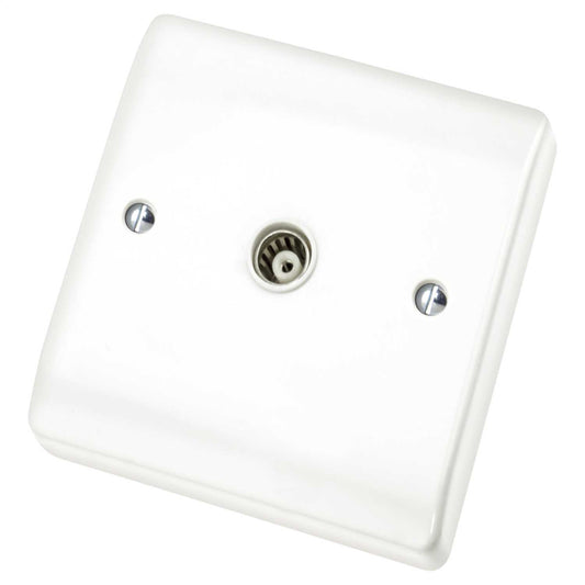 Scolmore Click Curva 1 Gang Isolated Coaxial Socket White