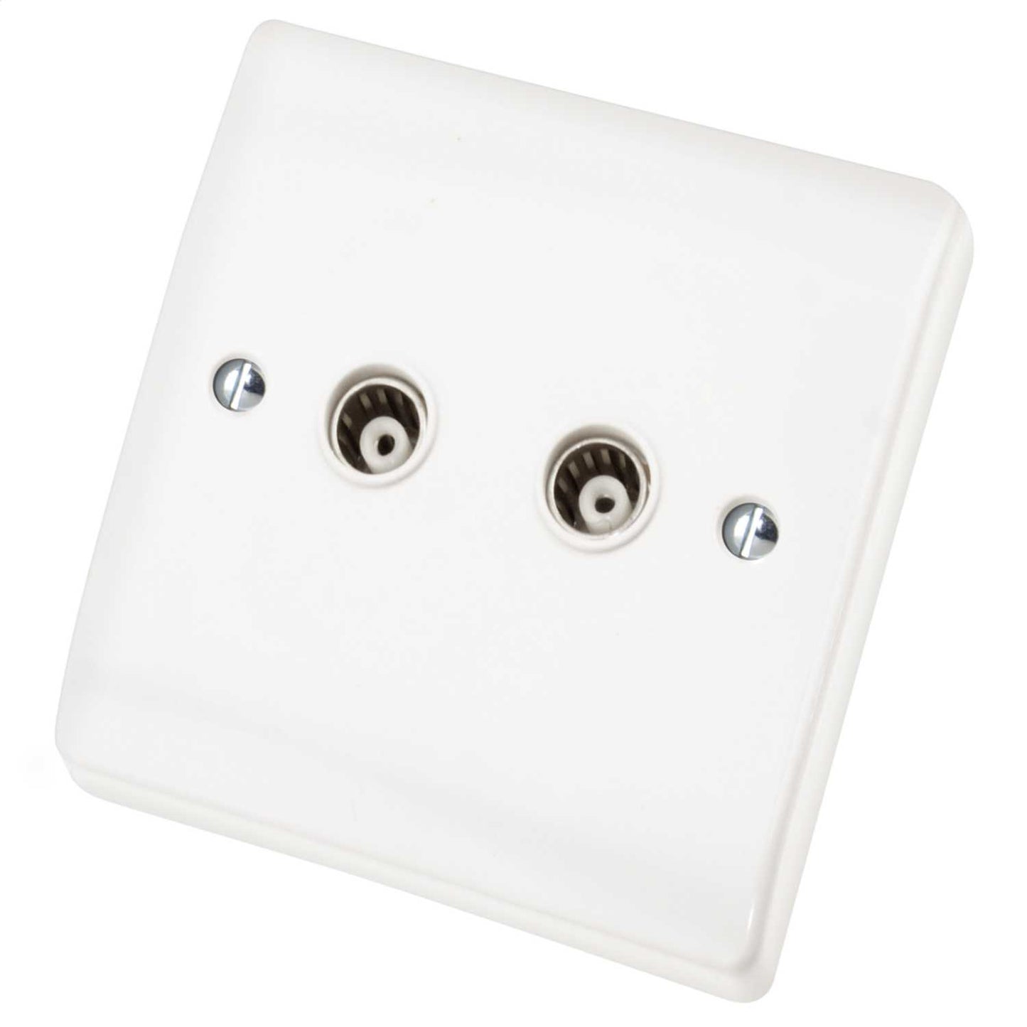 Scolmore Click Curva 1 Gang Twin Isolated Coaxial Socket White