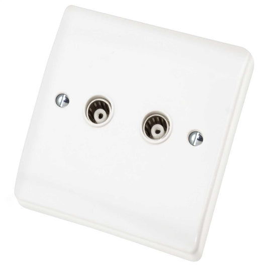 Scolmore Click Curva 1 Gang Twin Isolated Coaxial Socket White