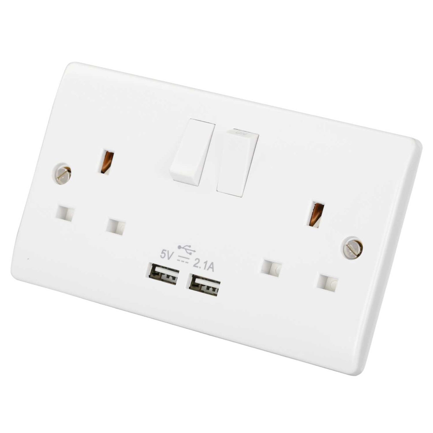 Scolmore Click Curva 13A 2 Gang Switched Socket with Twin USB Outlets