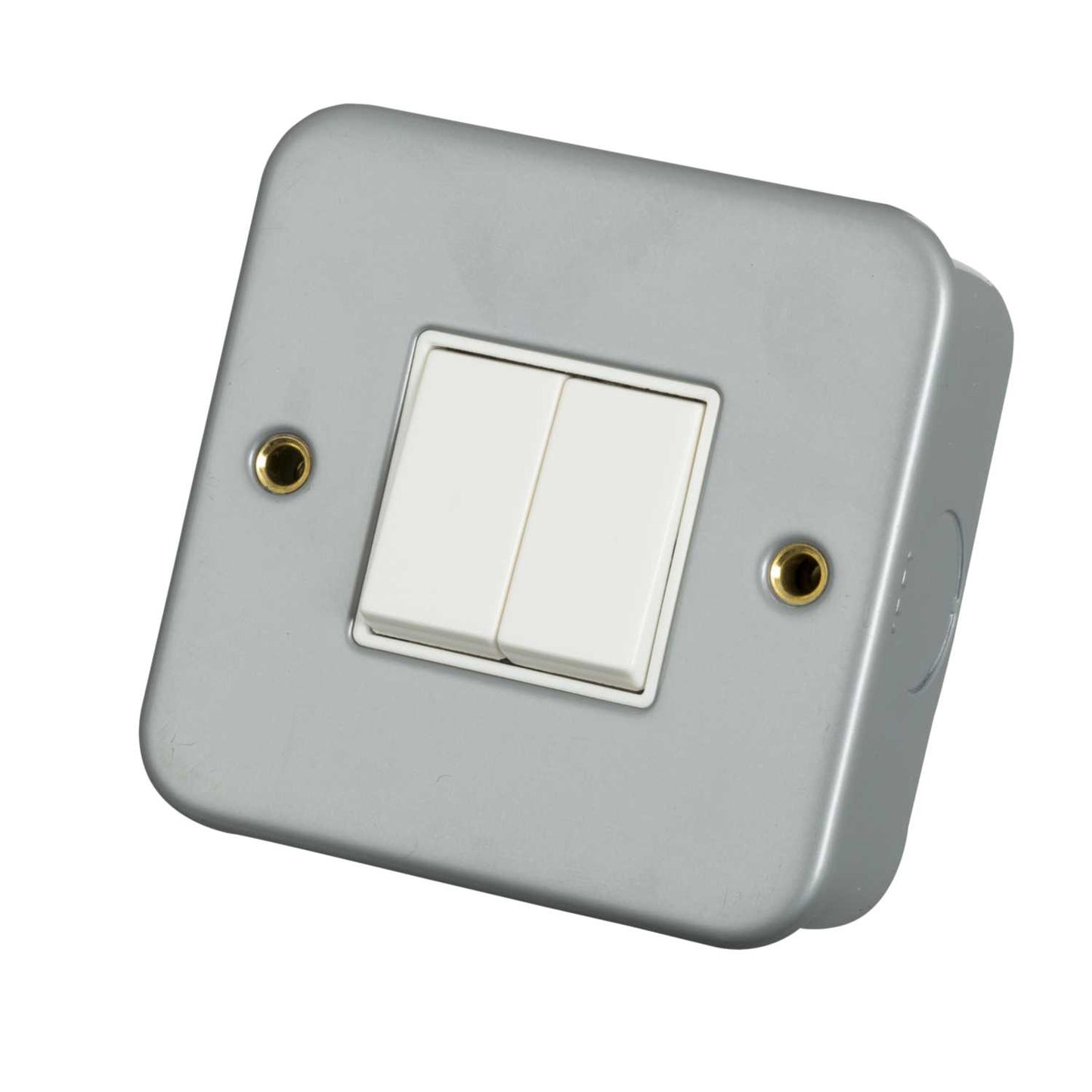 Scolmore Click Essentials 10A 2 Gang 2 Way Light Switch Metal Clad