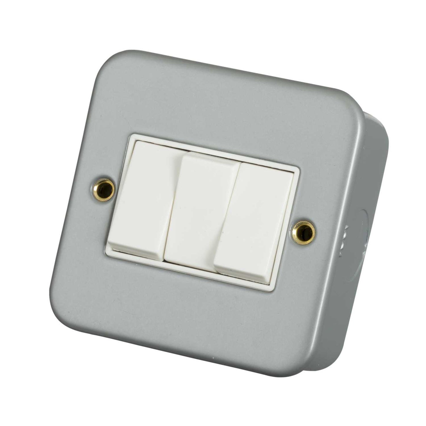 Scolmore Click Essentials 10A 3 Gang 2 Way Light Switch Metal Clad