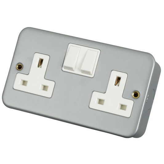 Scolmore Click Essentials 13A DP 2 Gang Socket Metal Clad