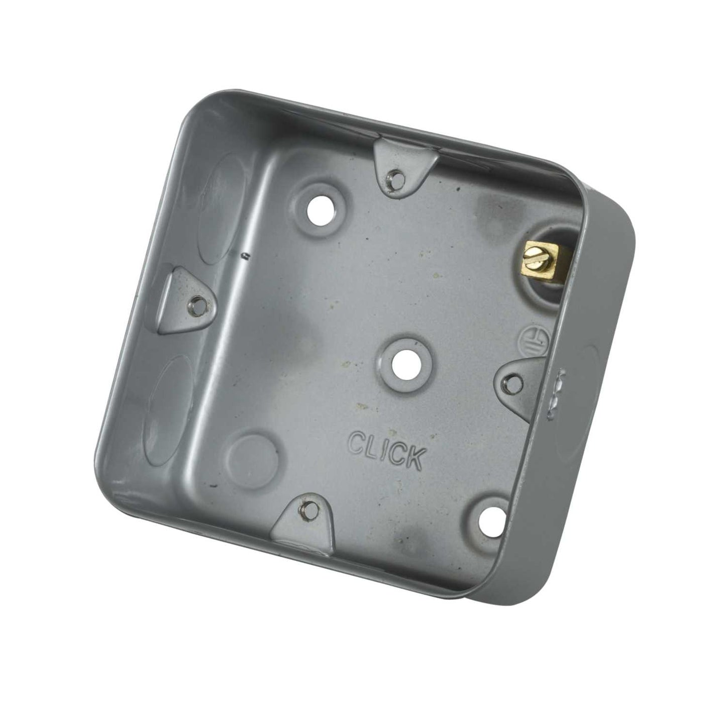 Scolmore Click Essentials 1 Gang 40mm Surface Mounting Box with Knockouts Metal Clad