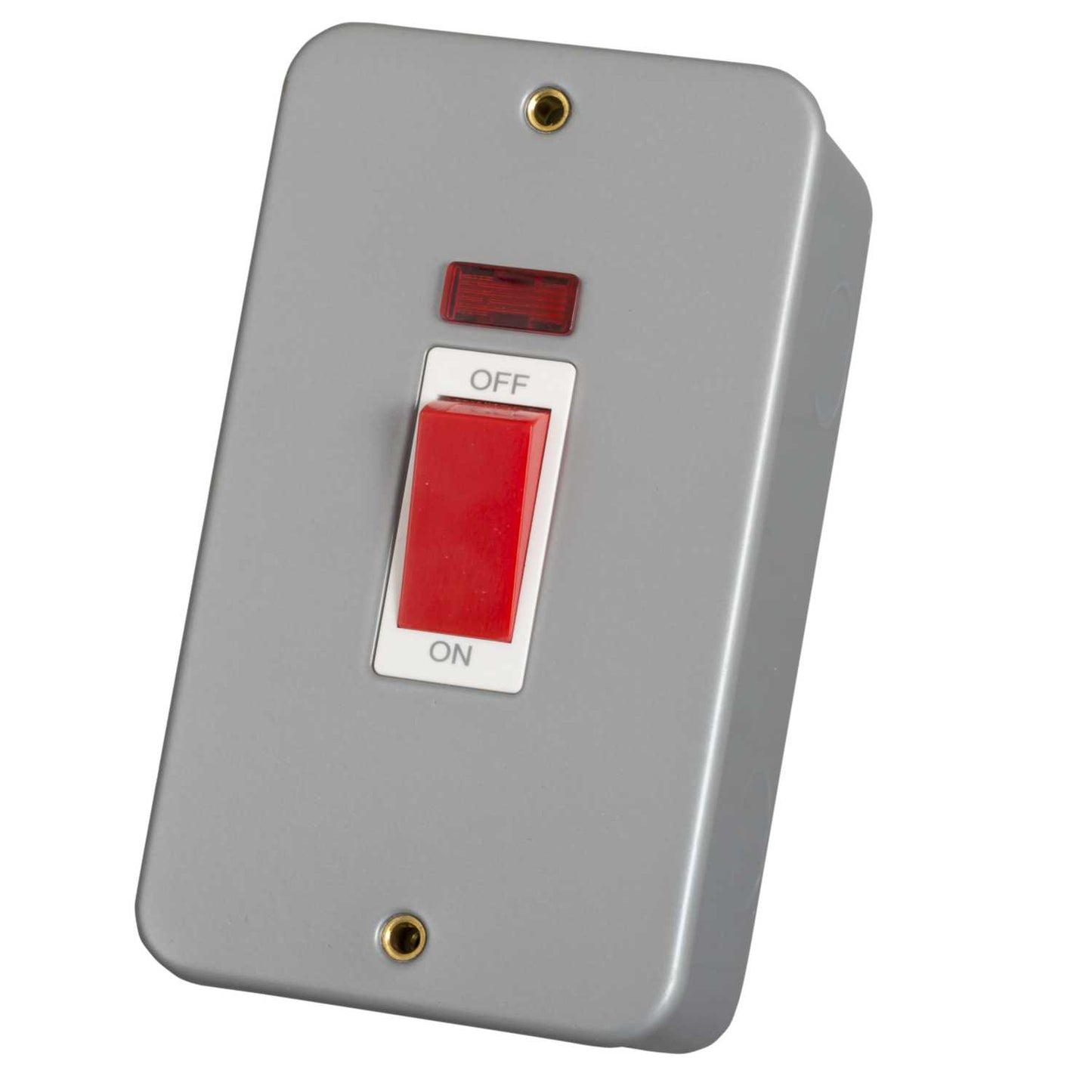 Scolmore Click Essentials 45A DP 2 Gang Vertical Switch with Neon Metal Clad