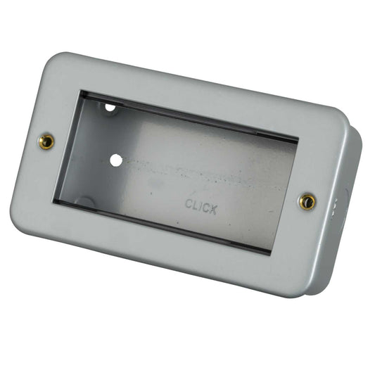Scolmore Click Essentials 2 Gang 4 Module Front Plate and Enclosure Metal Clad