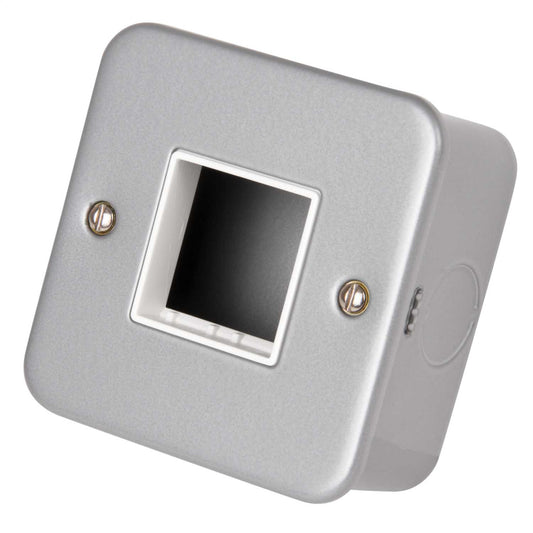 Scolmore Click Mini Grid 1 Gang 2 Module Unfurnished Switch Plates with Back Box Metalclad