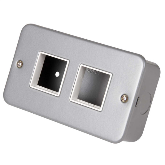 Scolmore Click Mini Grid 2 Gang 4 Module (2+2) Unfurnished Switch Plates with Back Box Metalclad