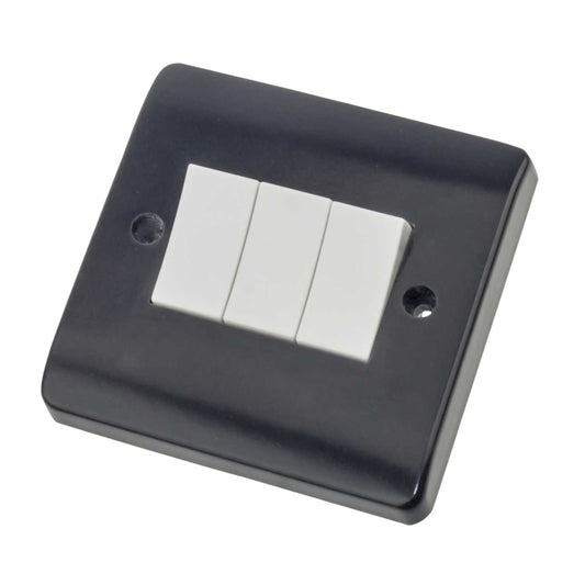 Scolmore Click Part M 10A 3 Gang 2 Way Part M Light Switch White Insert Grey