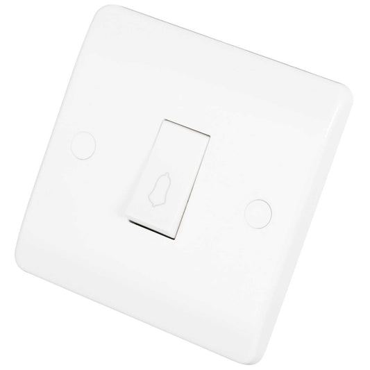 Scolmore Click Mode 10A 1 Gang 1 Way Retractive Switch Marked Bell White