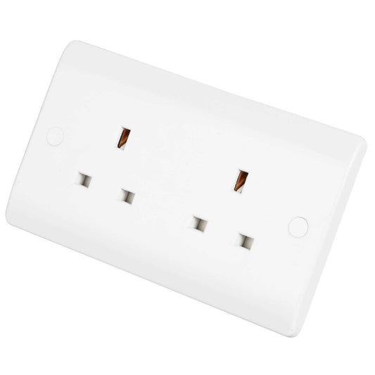 Scolmore Click Mode 13A 2 Gang Unswitched Socket White