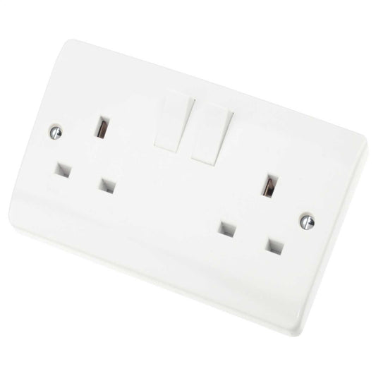 Scolmore Click Mode 13A DP 2 Gang Switched Socket White