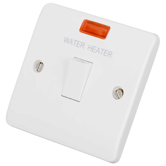 Scolmore Click Mode 20A DP Switch with Neon marked Water Heater