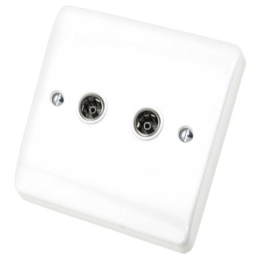 Scolmore Click Mode 1 Gang Twin Non Isolated Coaxial Socket White