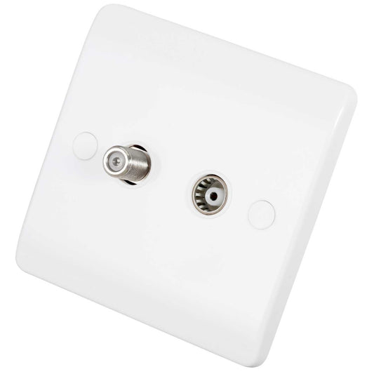 Scolmore Click Mode 1 Gang Isolated Satellite and Coaxial Socket White