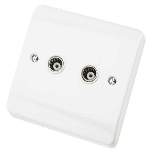 Scolmore Click Mode 1 Gang Twin Isolated Coaxial Socket White