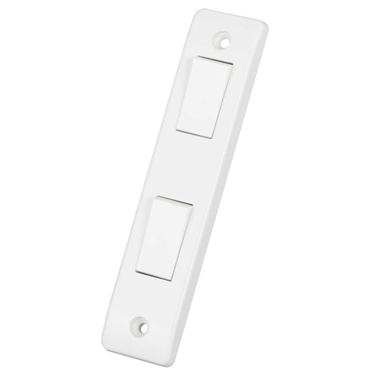 Scolmore Click Mode 10A 2 Gang 2 Way Architrave Switch White