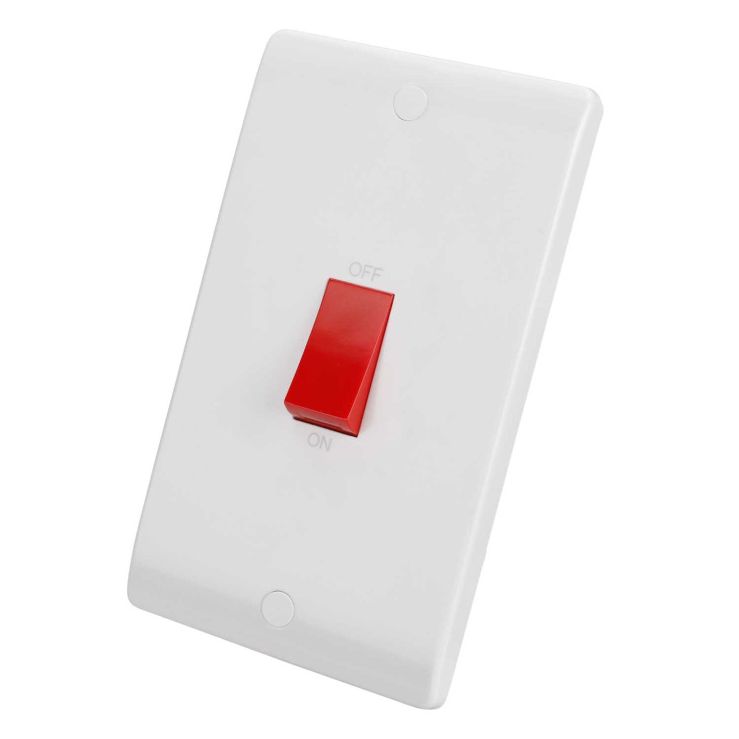 Scolmore Click Mode 45A DP 2 Gang Vertical Switch with Red Rocker White