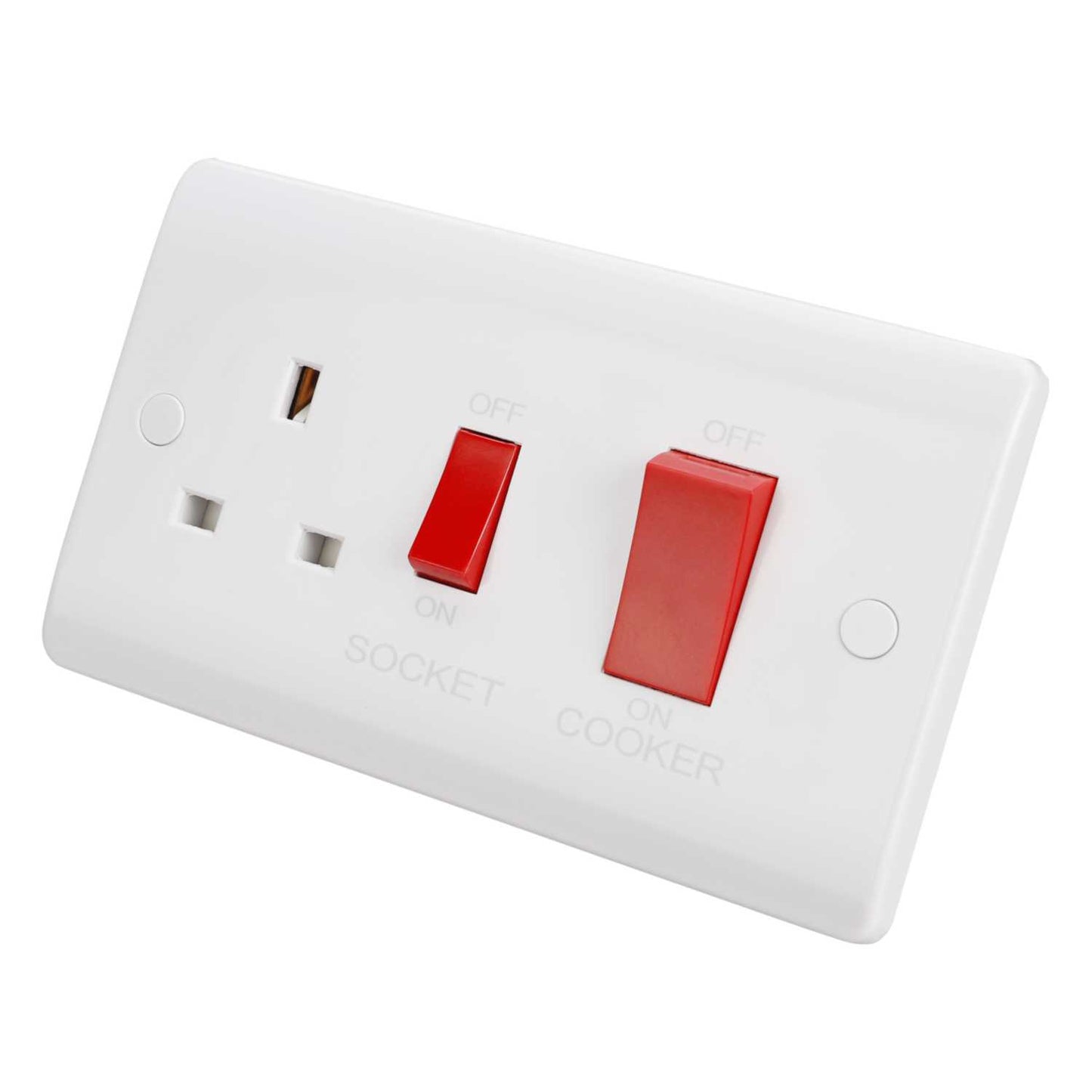 Scolmore Click Mode 45A DP Cooker Control Unit with Red Rocker White