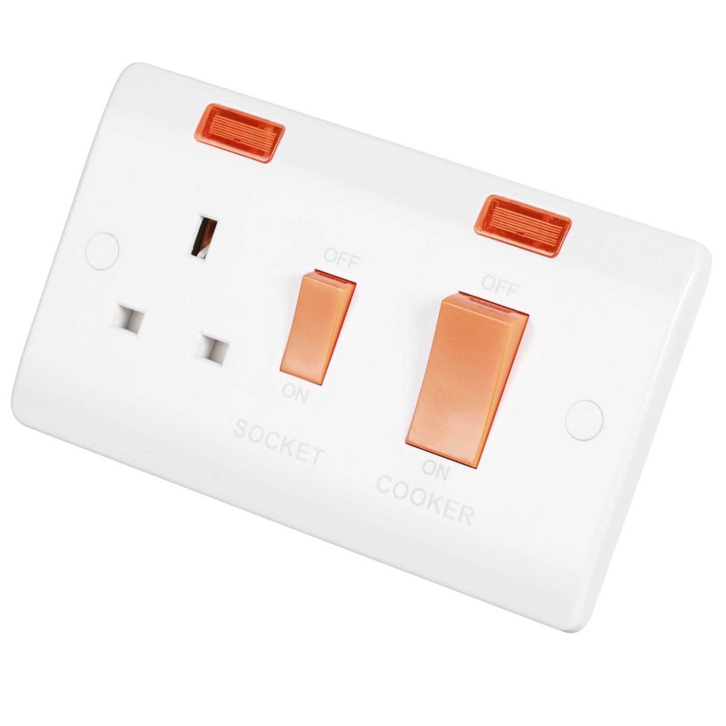 Scolmore Click Mode 45A DP Cooker Control Unit with Neon and Red Rocker White