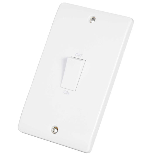 Scolmore Click Mode 45A DP 2 Gang Vertical Switch White