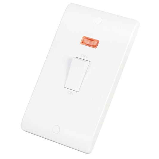 Scolmore Click Mode 45A DP 2 Gang Vertical Switch with Neon White