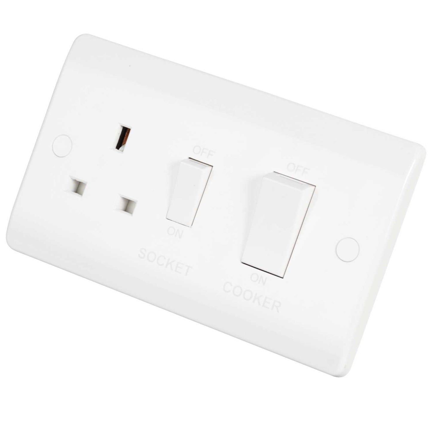 Scolmore Click Mode 45A DP Cooker Unit with White Rockers White