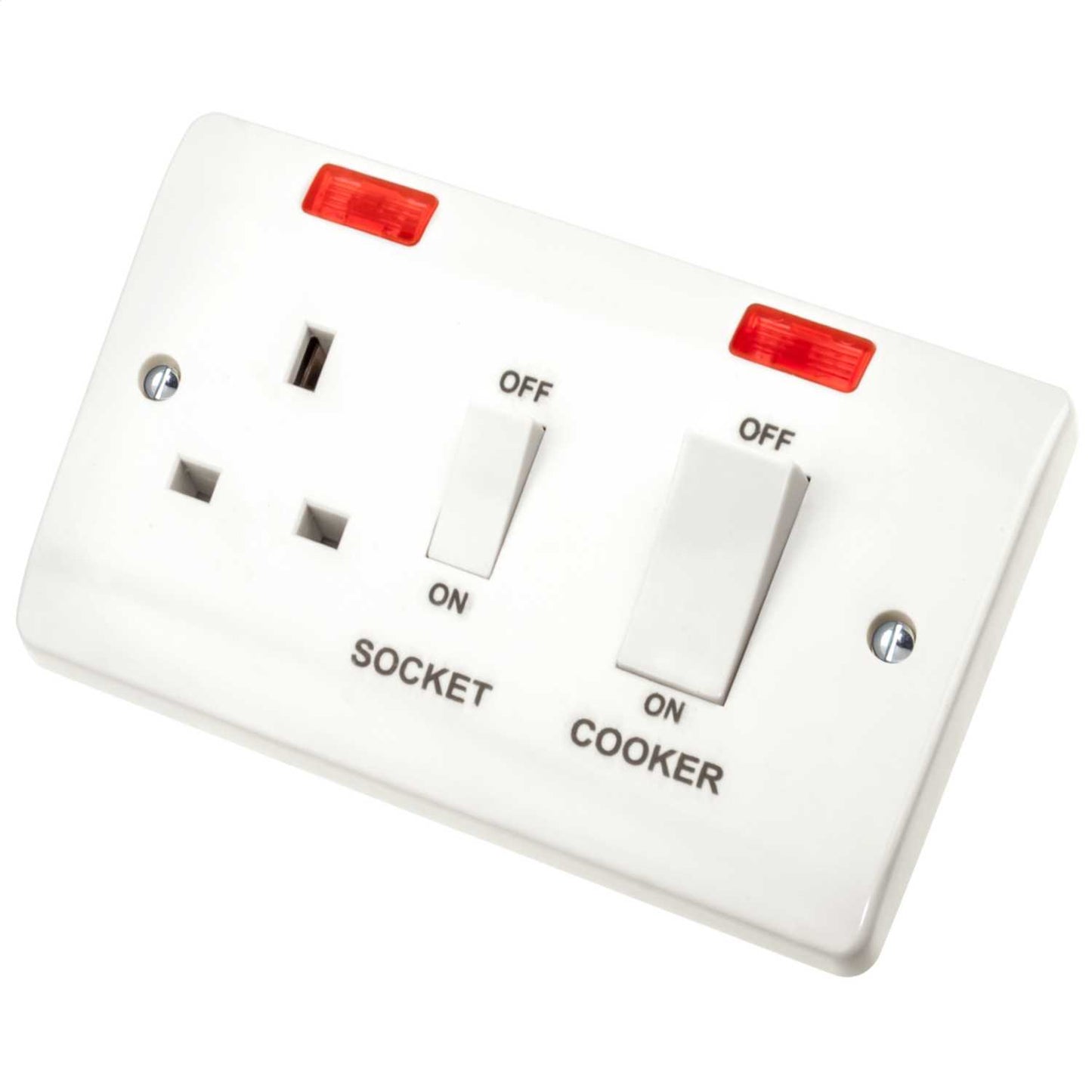 Scolmore Click Mode 45A DP Cooker Unit with Neon and White Rockers White