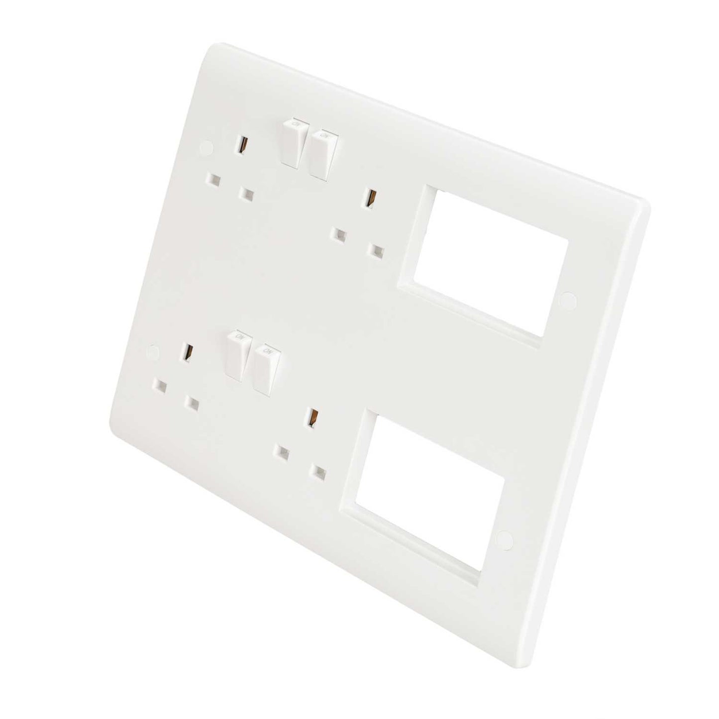 Scolmore Click New Media Plate with 4 x 13A Double Pole Sockets White