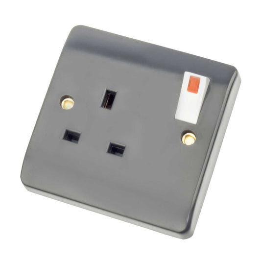 Scolmore Click Part M 13A DP 1 Gang Part M Switched Socket with Neon White Insert Grey