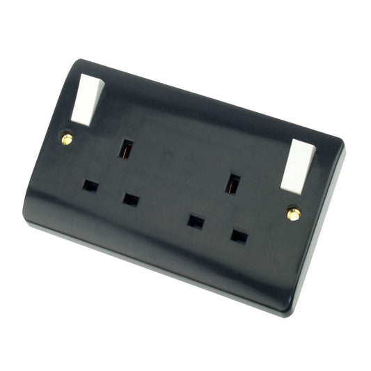 Scolmore Click Part M 13A DP 2 Gang Part M Switched Socket White Insert Grey