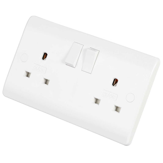 Scolmore Click Mode 13A 2 Gang Non Standard Switched Socket White
