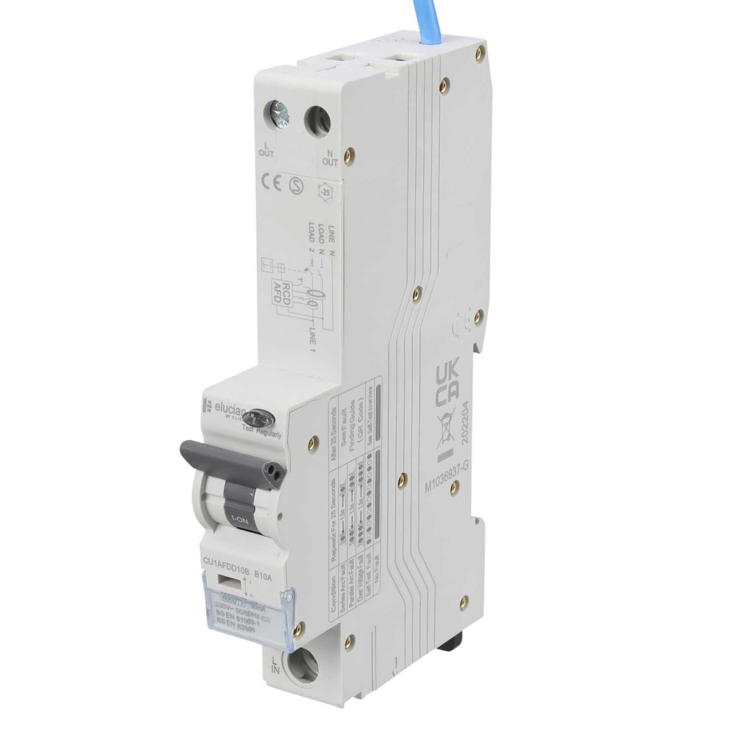 Scolmore Click Elucian 10A 1P+SN 1 Module B Curve 6kA 30mA Type A Afdd Combined Rcbo