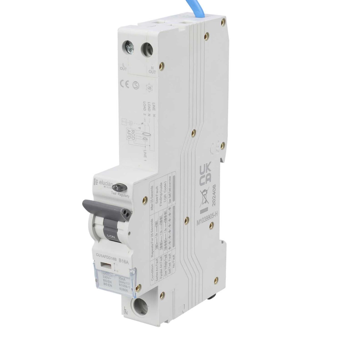 Scolmore Click Elucian 16A 1P+SN 1 Module B Curve 6kA 30mA Type A Afdd Combined Rcbo