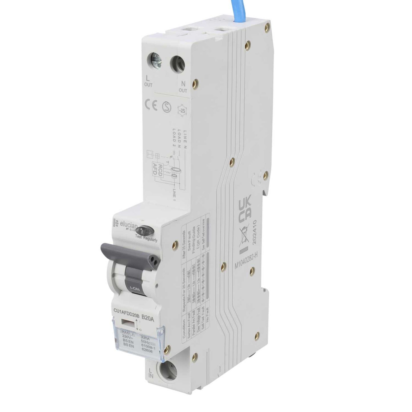 Scolmore Click Elucian 20A 1P+SN 1 Module B Curve 6kA 30mA Type A Afdd Combined Rcbo