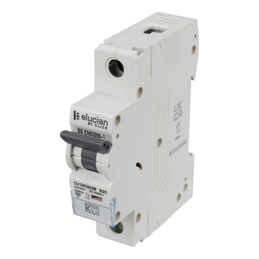 Scolmore Click Elucian 25A Single Pole 6kA B Curve MCB