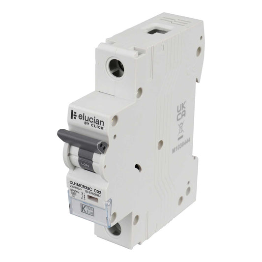 Scolmore Click Elucian 32A Single Pole 6kA C Curve MCB