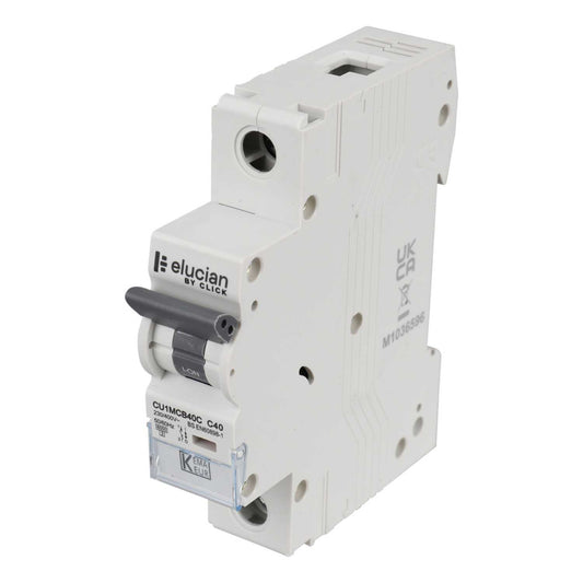 Scolmore Click Elucian 40A Single Pole 6kA C Curve MCB