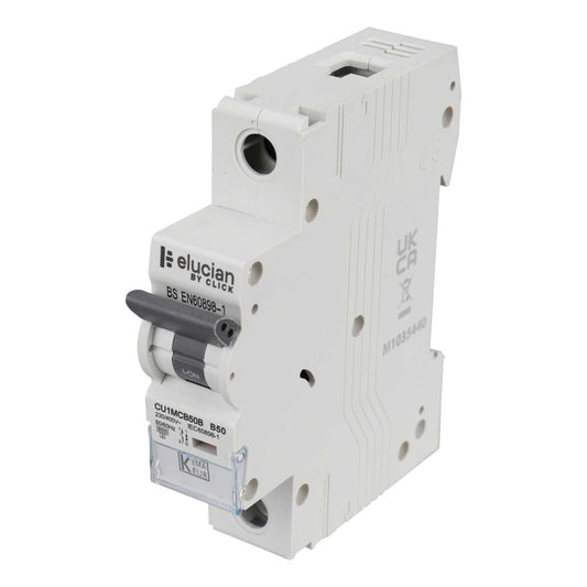 Scolmore Click Elucian 50A Single Pole 6kA B Curve MCB