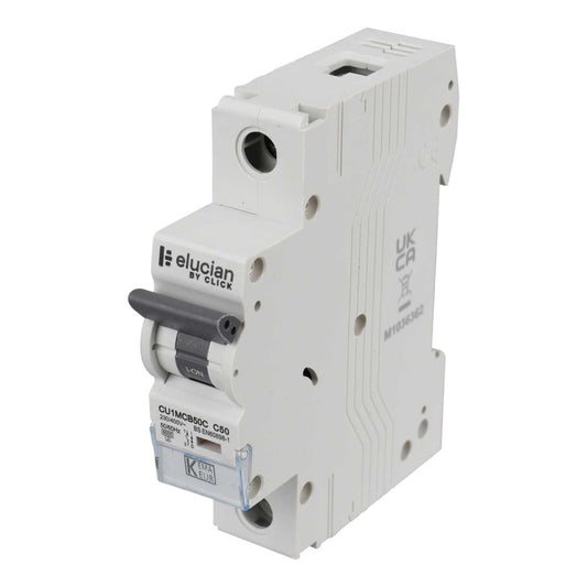 Scolmore Click Elucian 50A Single Pole 6kA C Curve MCB