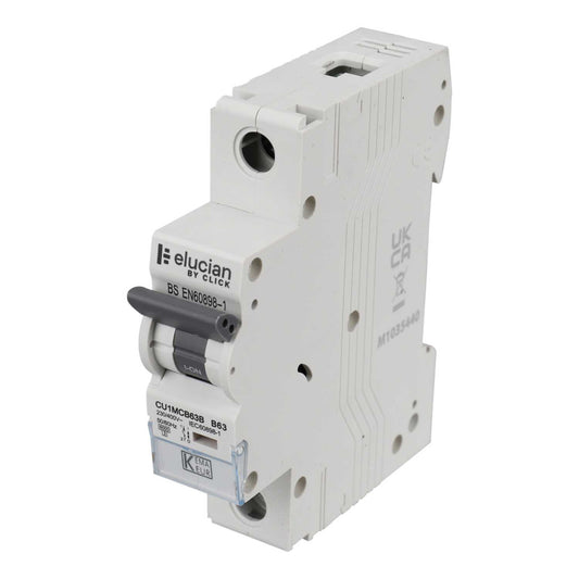 Scolmore Click Elucian 63A Single Pole 6kA B Curve MCB