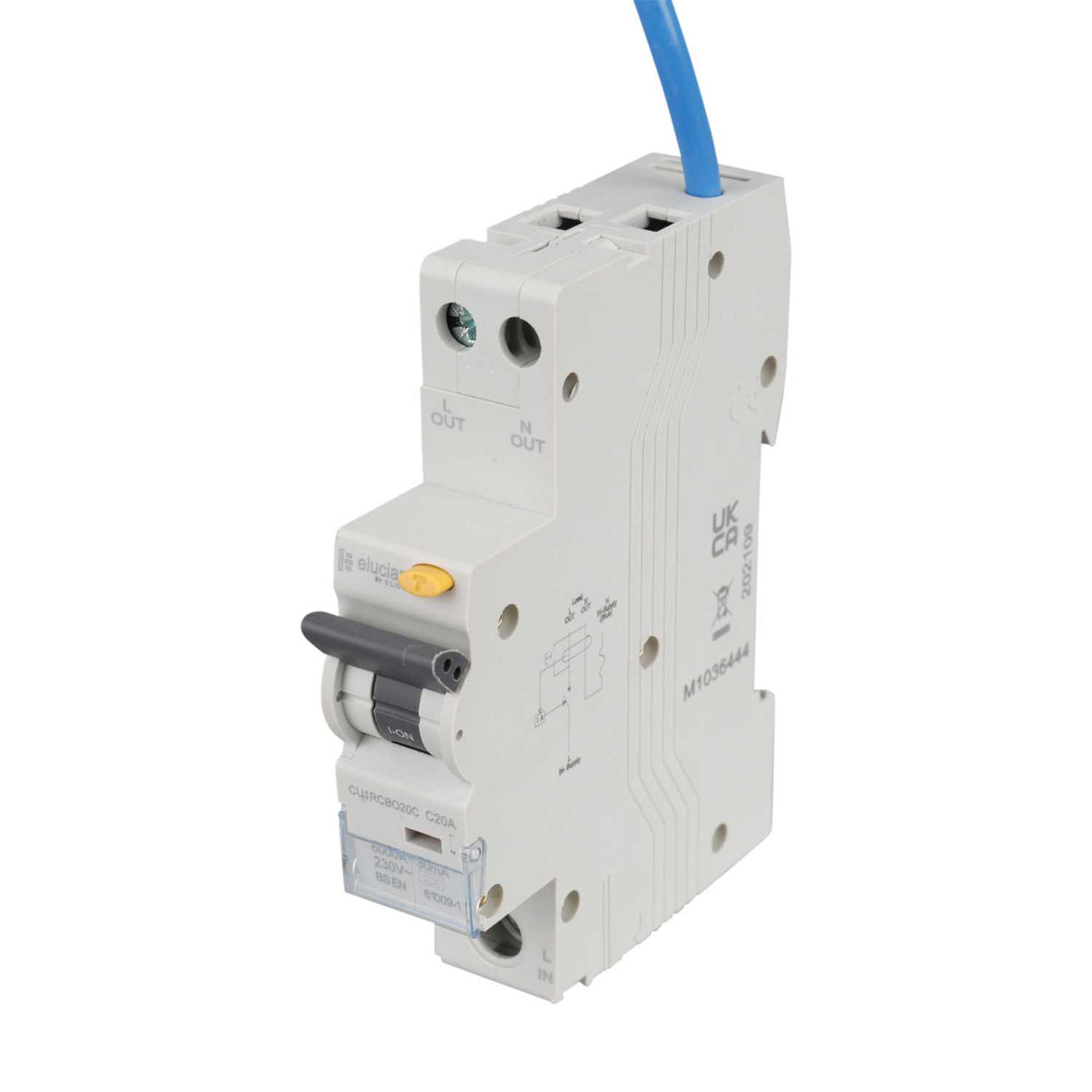 Scolmore Click Elucian 20A 1P+N 1 Module C Curve 6kA 30mA Type A Rcbo