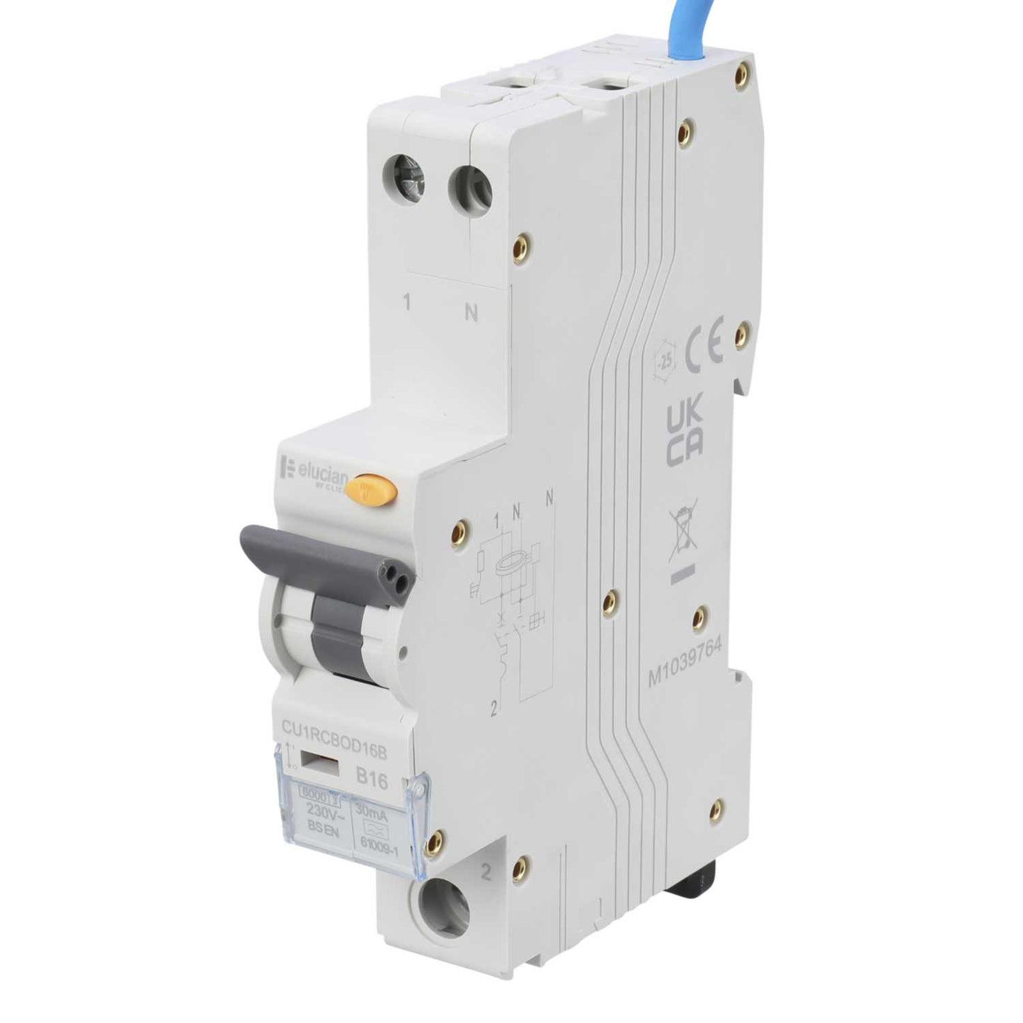 Scolmore Click Elucian 16A 1P+SN 1 Module Bidirectional B Curve 6kA 30mA Type A Rcbo