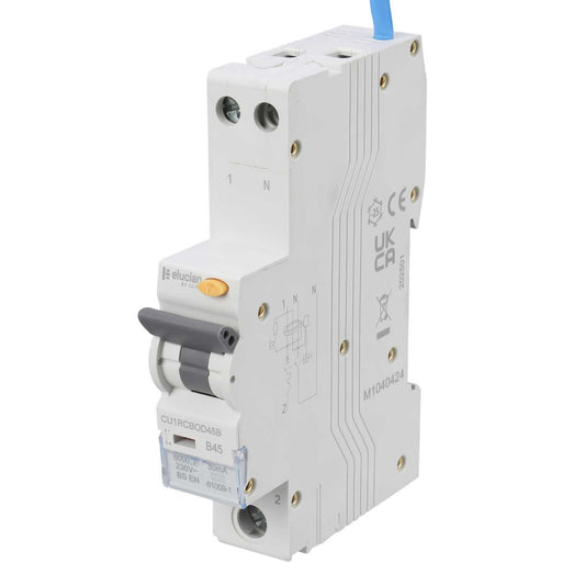 Scolmore Click Elucian 45A 1P+SN 1 Module Bidirectional B Curve 6kA 30mA Type A Rcbo