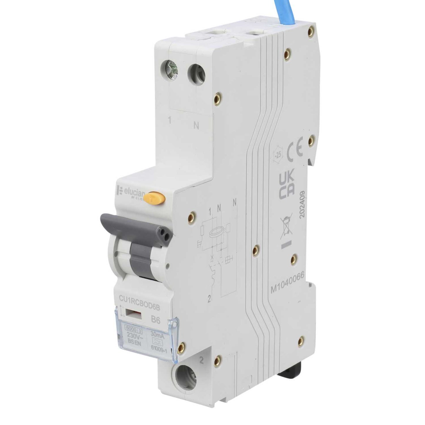 Scolmore Click Elucian 6A 1P+SN 1 Module Bidirectional B Curve 6kA 30mA Type A Rcbo