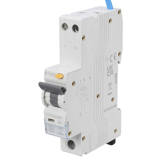 Scolmore Click Elucian 6A 1P+SN 1 Module Bidirectional B Curve 6kA 30mA Type A Rcbo