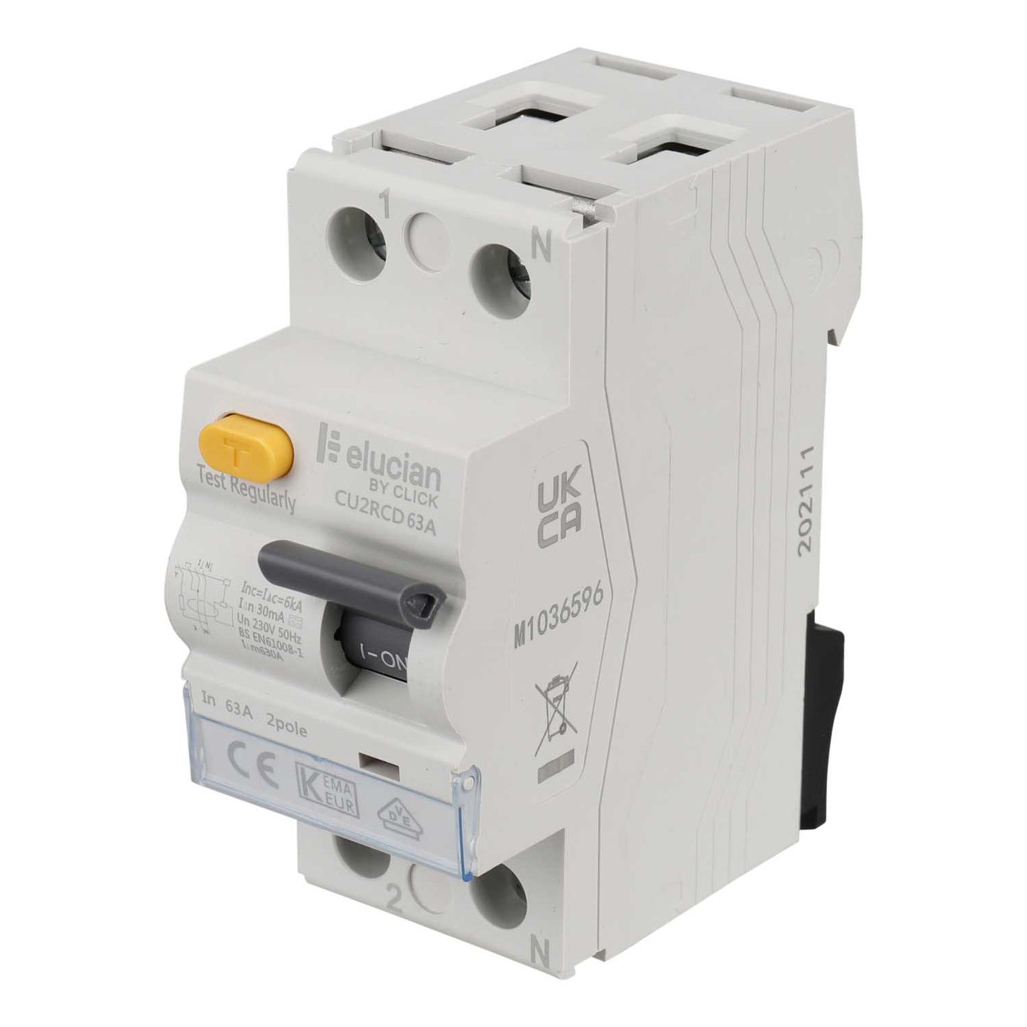 Scolmore Click Elucian 63A 2 Pole 30mA Type A RCD