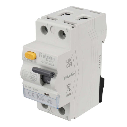 Scolmore Click Elucian 63A 2 Pole 30mA Type A RCD