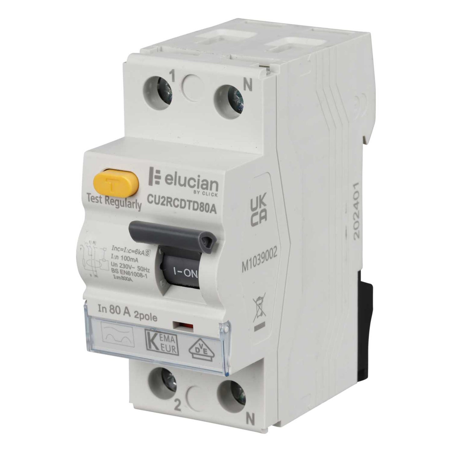 Scolmore Click Elucian 80A 2 Pole 100mA Type S Time Delay RCD
