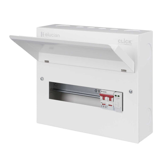 Scolmore Click Elucian 12 Way 100A Isolator Incomer Metal Clad Consumer Unit with Type 2 SPD